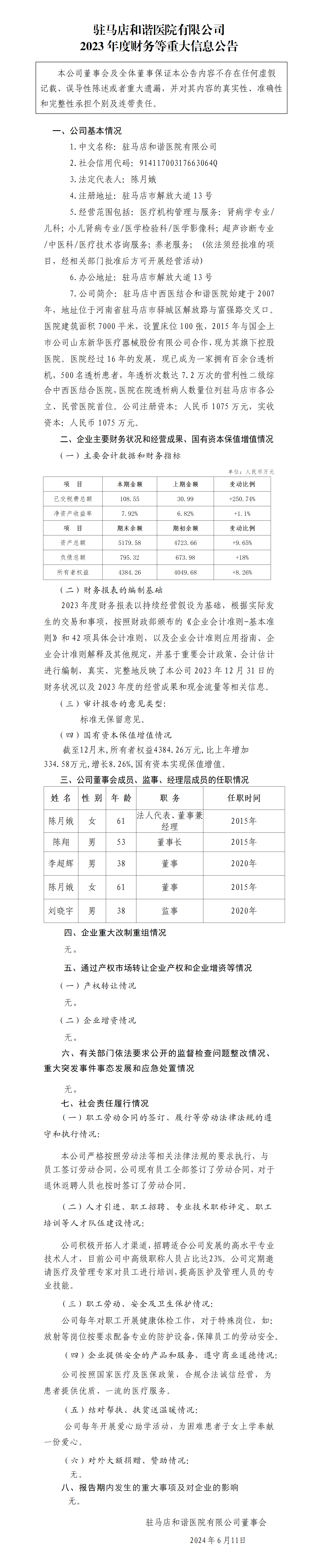 21.駐馬店和諧醫院有限公司2023年度財務等重大信息公告_01.png