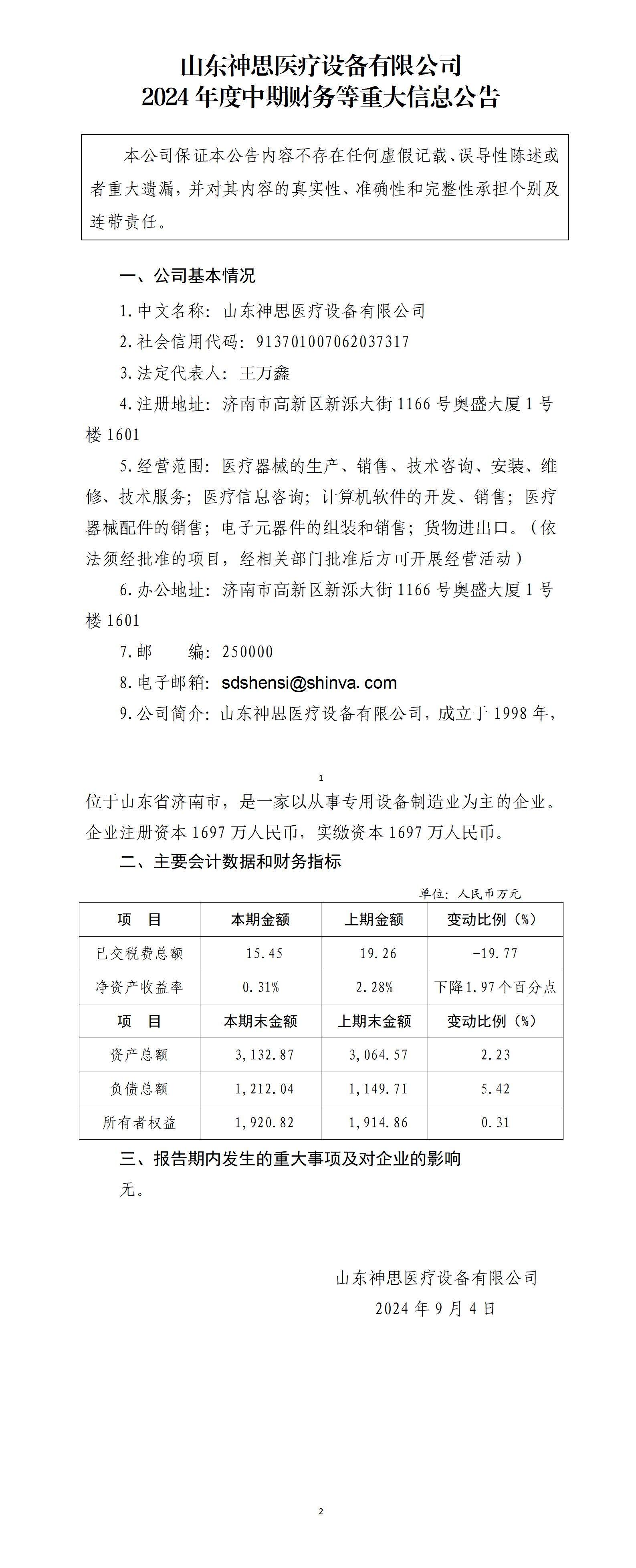 山東神思醫(yī)療設備有限公司2024年中期財務等重大信息公告_01.jpg